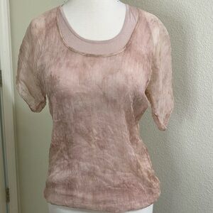 Ports 1961 light pink silk fold over double layer shirt marbled print Small